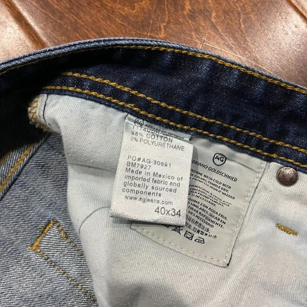 Adriano Goldschmied AG The Graduate Distressed Dark Denim Jeans Mens 40 x 34